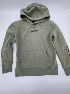 Hollister Olive Sage Green Hoodie with Black Script